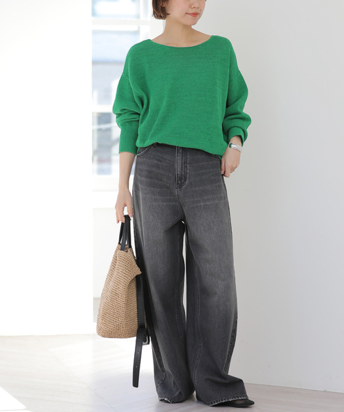 JOURNAL STANDARD relume（ジャーナルスタンダード　レリューム）の「リネンコットン2WAYプルオーバー（ニット/セーター・レディース・グリーン/ネイビー/アイボリー・FREE）」の13枚目の写真