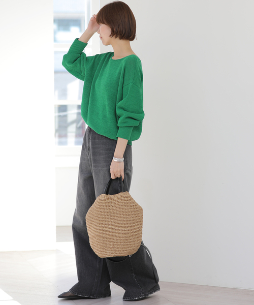 JOURNAL STANDARD relume（ジャーナルスタンダード　レリューム）の「リネンコットン2WAYプルオーバー（ニット/セーター・レディース・グリーン/ネイビー/アイボリー・FREE）」の15枚目の写真