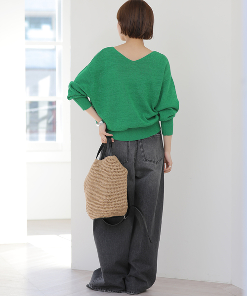 JOURNAL STANDARD relume（ジャーナルスタンダード　レリューム）の「リネンコットン2WAYプルオーバー（ニット/セーター・レディース・グリーン/ネイビー/アイボリー・FREE）」の16枚目の写真