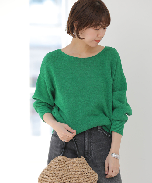 JOURNAL STANDARD relume（ジャーナルスタンダード　レリューム）の「リネンコットン2WAYプルオーバー（ニット/セーター・レディース・グリーン/ネイビー/アイボリー・FREE）」の18枚目の写真