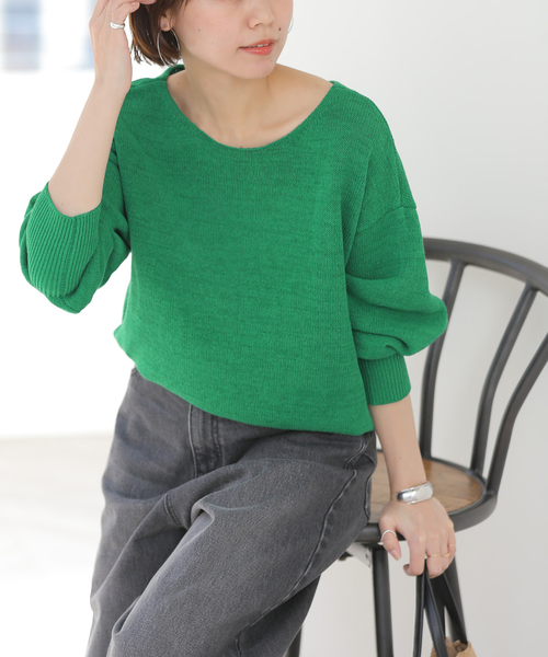 JOURNAL STANDARD relume（ジャーナルスタンダード　レリューム）の「リネンコットン2WAYプルオーバー（ニット/セーター・レディース・グリーン/ネイビー/アイボリー・FREE）」の19枚目の写真