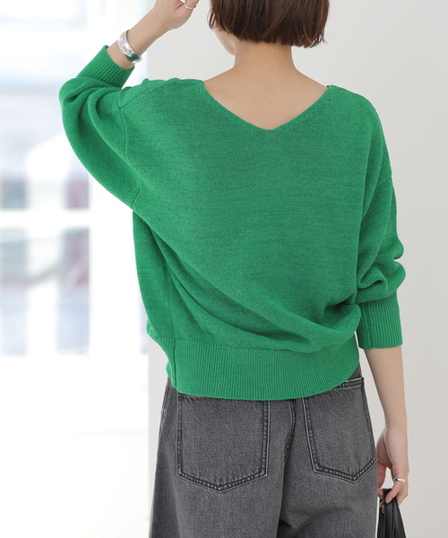 JOURNAL STANDARD relume（ジャーナルスタンダード　レリューム）の「リネンコットン2WAYプルオーバー（ニット/セーター・レディース・グリーン/ネイビー/アイボリー・FREE）」の21枚目の写真