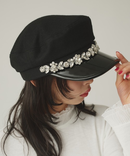 Narcissus（ナルシス）の「ビジューキャスケット（キャスケット・レディース・ブラック・FREE）」の2枚目の写真