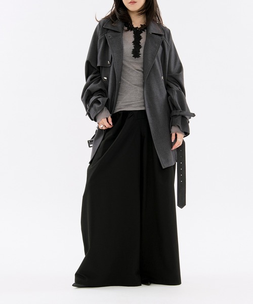 Ezick（エジック）の「flower lace trim sheer tee レーストリムシルキータッチロンT（Tシャツ/カットソー・レディース・グレー/オフホワイト・FREE）」の7枚目の写真