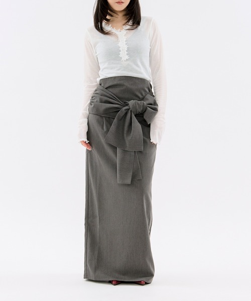 Ezick（エジック）の「flower lace trim sheer tee レーストリムシルキータッチロンT（Tシャツ/カットソー・レディース・グレー/オフホワイト・FREE）」の19枚目の写真