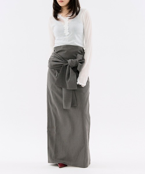 Ezick（エジック）の「flower lace trim sheer tee レーストリムシルキータッチロンT（Tシャツ/カットソー・レディース・グレー/オフホワイト・FREE）」の20枚目の写真