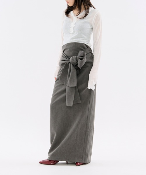 Ezick（エジック）の「flower lace trim sheer tee レーストリムシルキータッチロンT（Tシャツ/カットソー・レディース・グレー/オフホワイト・FREE）」の21枚目の写真