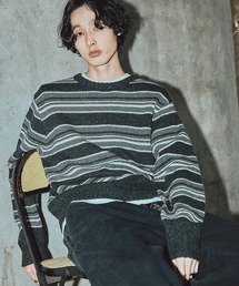 Bleme（ブレム）の「100%ウール ヴィンテージ配色 マルチボーダーニット（ニット/セーター）」