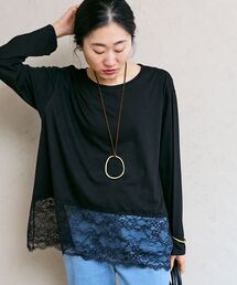 le.coeur blanc | 裾レースコンビカットソー(Tシャツ/カットソー)