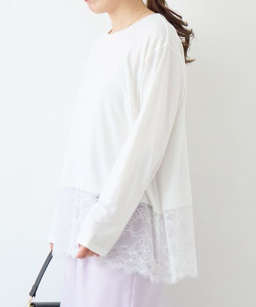 le.coeur blanc（ルクールブラン）の「裾レースコンビカットソー（Tシャツ/カットソー・レディース・ブラック・38）」の4枚目の写真