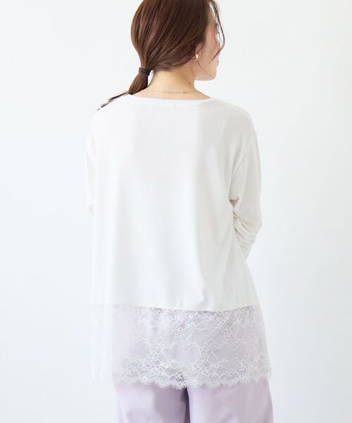 le.coeur blanc（ルクールブラン）の「裾レースコンビカットソー（Tシャツ/カットソー・レディース・ブラック・38）」の5枚目の写真