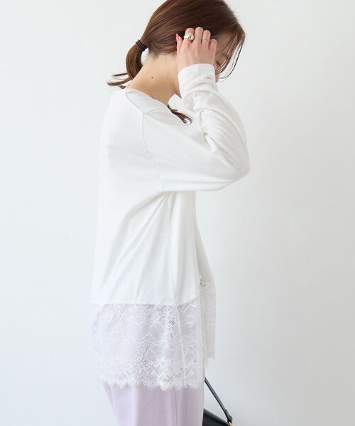 le.coeur blanc（ルクールブラン）の「裾レースコンビカットソー（Tシャツ/カットソー・レディース・ブラック・38）」の6枚目の写真