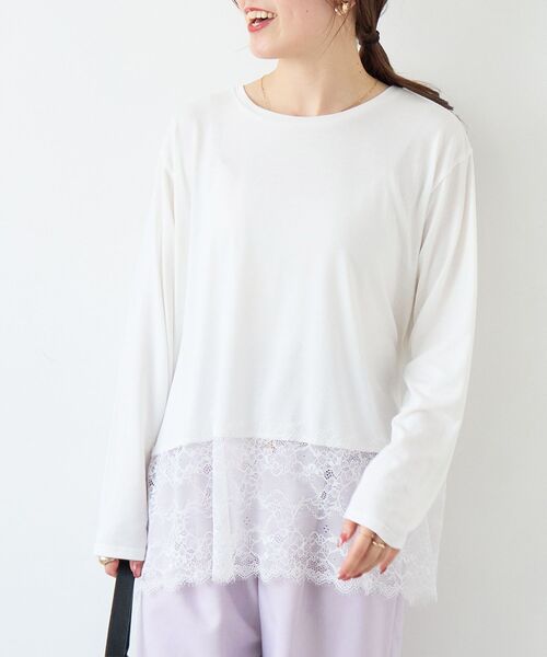 le.coeur blanc（ルクールブラン）の「裾レースコンビカットソー（Tシャツ/カットソー・レディース・ブラック・38）」の7枚目の写真