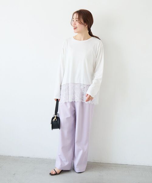 le.coeur blanc（ルクールブラン）の「裾レースコンビカットソー（Tシャツ/カットソー・レディース・ブラック・38）」の8枚目の写真