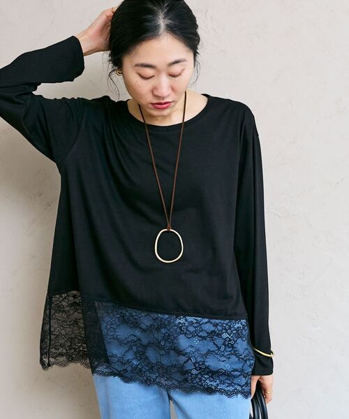 le.coeur blanc（ルクールブラン）の「裾レースコンビカットソー（Tシャツ/カットソー・レディース・ブラック・38）」の12枚目の写真