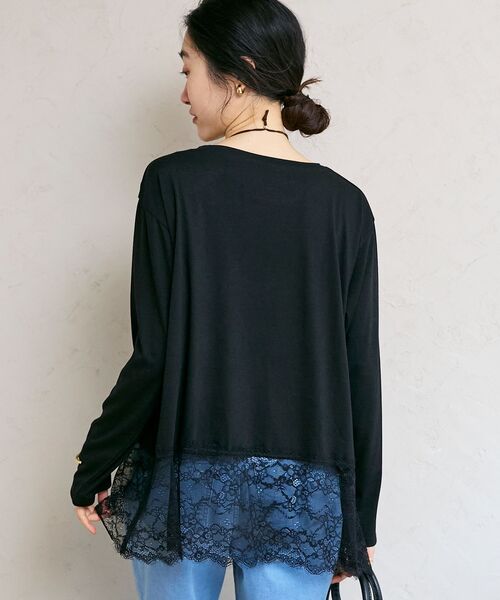 le.coeur blanc（ルクールブラン）の「裾レースコンビカットソー（Tシャツ/カットソー・レディース・ブラック・38）」の14枚目の写真