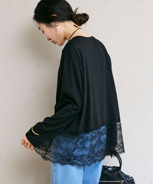 le.coeur blanc（ルクールブラン）の「裾レースコンビカットソー（Tシャツ/カットソー・レディース・ブラック・38）」の15枚目の写真