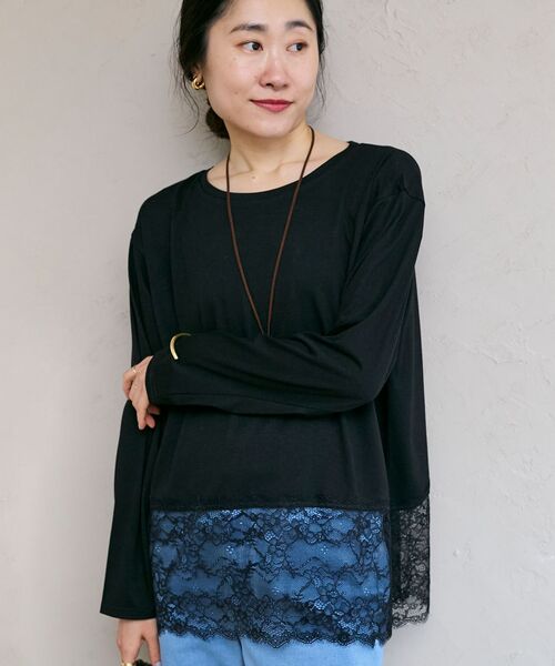 le.coeur blanc（ルクールブラン）の「裾レースコンビカットソー（Tシャツ/カットソー・レディース・ブラック・38）」の16枚目の写真
