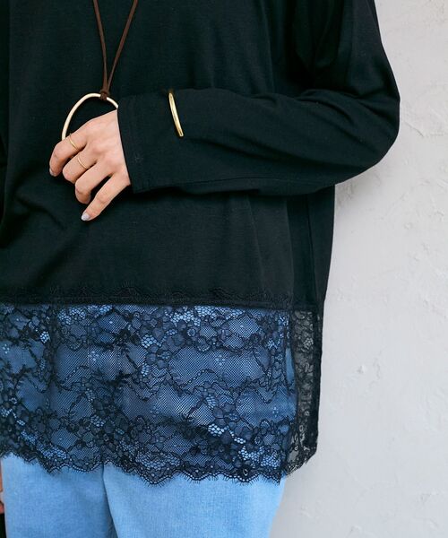 le.coeur blanc（ルクールブラン）の「裾レースコンビカットソー（Tシャツ/カットソー・レディース・ブラック・38）」の17枚目の写真