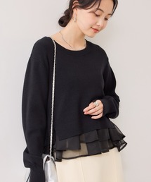 VIS（ビス）の「【美得】ペプラムオーガンジードッキングニットプルオーバー（ニット/セーター）」