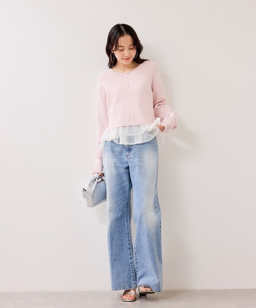 VIS（ビス）の「【美得】ペプラムオーガンジードッキングニットプルオーバー（ニット/セーター・レディース・グレー/ピンク/ブラック/キナリ・FREE）」の10枚目の写真