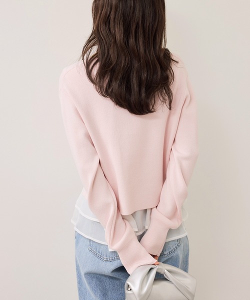 VIS（ビス）の「【美得】ペプラムオーガンジードッキングニットプルオーバー（ニット/セーター・レディース・グレー/ピンク/ブラック/キナリ・FREE）」の8枚目の写真