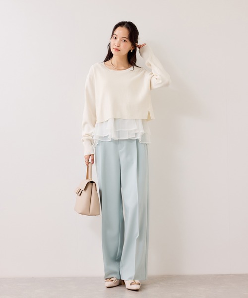 VIS（ビス）の「【美得】ペプラムオーガンジードッキングニットプルオーバー（ニット/セーター・レディース・グレー/ピンク/ブラック/キナリ・FREE）」の14枚目の写真