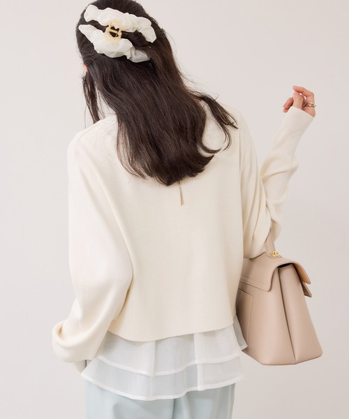 VIS（ビス）の「【美得】ペプラムオーガンジードッキングニットプルオーバー（ニット/セーター・レディース・グレー/ピンク/ブラック/キナリ・FREE）」の13枚目の写真