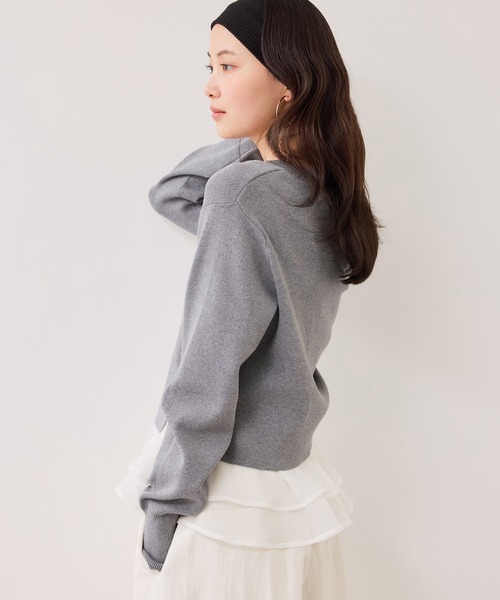 VIS（ビス）の「【美得】ペプラムオーガンジードッキングニットプルオーバー（ニット/セーター・レディース・グレー/ピンク/ブラック/キナリ・FREE）」の21枚目の写真