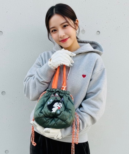 HOUSTON(ヒューストン)の「HOUSTON / SATIN EFFECT BAG(MARMALADE/CAT)HS6023W HS6025W(ショルダーバッグ・レディース・ラベンダー/ネイビー/イエロー/チャコールグレー/レッド/ピンク・ONESIZE)」の2枚目の写真