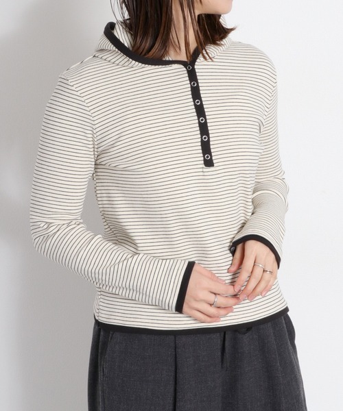 cepo(セポ)の「配色ヘンリーネックパーカープルオーバー(パーカー・レディース・グレー/ブラック/ホワイト系その他・M)」の1枚目の写真