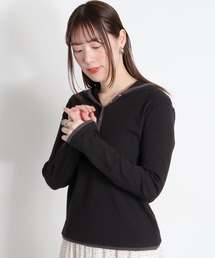 配色ヘンリーネックパーカープルオーバー