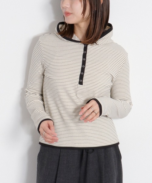 cepo(セポ)の「配色ヘンリーネックパーカープルオーバー(パーカー・レディース・グレー/ブラック/ホワイト系その他・M)」の13枚目の写真