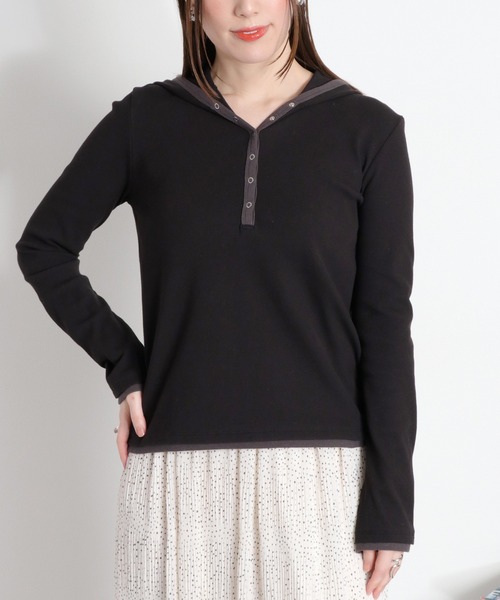 cepo(セポ)の「配色ヘンリーネックパーカープルオーバー(パーカー・レディース・グレー/ブラック/ホワイト系その他・M)」の20枚目の写真