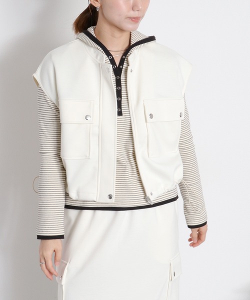 cepo(セポ)の「配色ヘンリーネックパーカープルオーバー(パーカー・レディース・グレー/ブラック/ホワイト系その他・M)」の8枚目の写真