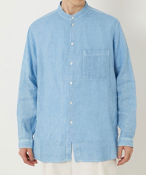 BLUE BLUE JAPAN(ブルーブルージャパン)の「ホンアイリネン スタンドカラー ロングスリーブシャツ(シャツ/ブラウス・メンズ・C/A/B・XL/L/S/M)」の8枚目の写真