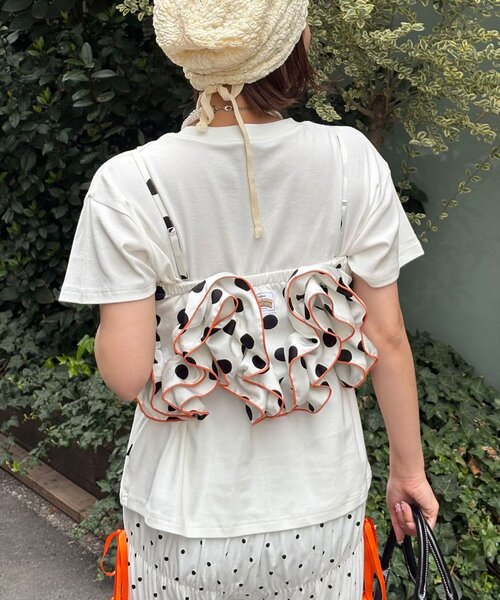 HELLO.SANFRANCISCO（ハローサンフランシスコ）の「【HELLO.SANFRANCISCO/ハローサンフランシスコ】ドット柄フリルビスチェ（その他・レディース・ホワイト/パープル/ブラック・ONE SIZE）」の5枚目の写真