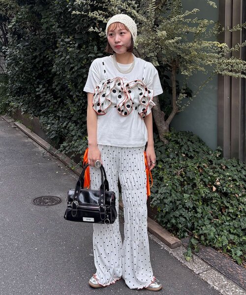 HELLO.SANFRANCISCO（ハローサンフランシスコ）の「【HELLO.SANFRANCISCO/ハローサンフランシスコ】ドット柄フリルビスチェ（その他・レディース・ホワイト/パープル/ブラック・ONE SIZE）」の6枚目の写真