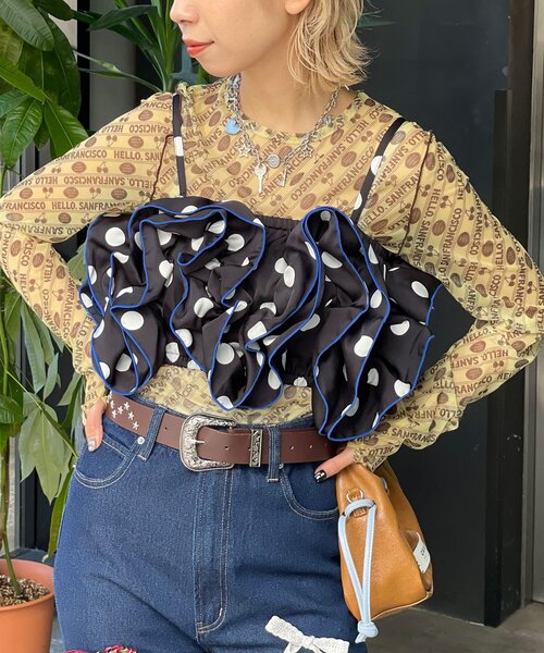 HELLO.SANFRANCISCO（ハローサンフランシスコ）の「【HELLO.SANFRANCISCO/ハローサンフランシスコ】ドット柄フリルビスチェ（その他・レディース・ホワイト/パープル/ブラック・ONE SIZE）」の13枚目の写真