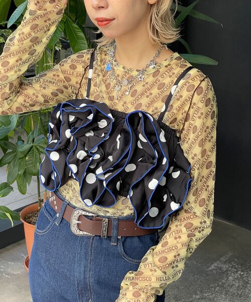 HELLO.SANFRANCISCO（ハローサンフランシスコ）の「【HELLO.SANFRANCISCO/ハローサンフランシスコ】ドット柄フリルビスチェ（その他・レディース・ホワイト/パープル/ブラック・ONE SIZE）」の14枚目の写真