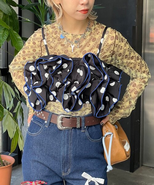 HELLO.SANFRANCISCO（ハローサンフランシスコ）の「【HELLO.SANFRANCISCO/ハローサンフランシスコ】ドット柄フリルビスチェ（その他・レディース・ホワイト/パープル/ブラック・ONE SIZE）」の15枚目の写真