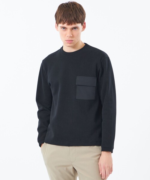 MACKINTOSH PHILOSOPHY（ﾏｯｷﾝﾄｯｼｭ ﾌｨﾛｿﾌｨｰ）の「リブダンボールニット スピンドルロンT（Tシャツ/カットソー・メンズ・ダークネイビー/グレー系その他2・38/40）」の2枚目の写真