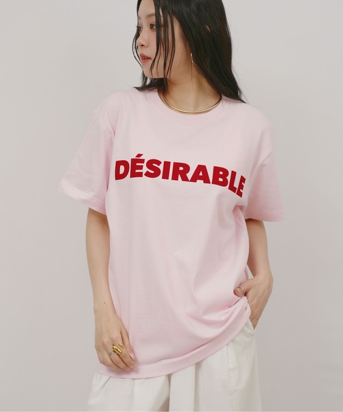 palm RICHE(ポームリシュ)の「DESIRABLE グラフィックロゴT(Tシャツ/カットソー・レディース・チャコールグレー/オフホワイト/ピンク・M)」の3枚目の写真