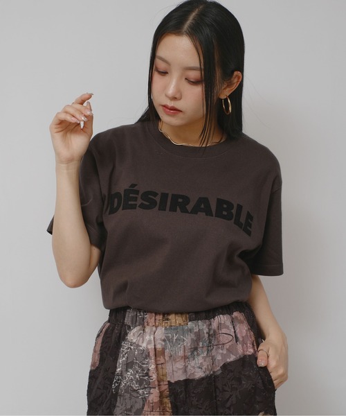 palm RICHE(ポームリシュ)の「DESIRABLE グラフィックロゴT(Tシャツ/カットソー・レディース・チャコールグレー/オフホワイト/ピンク・M)」の2枚目の写真