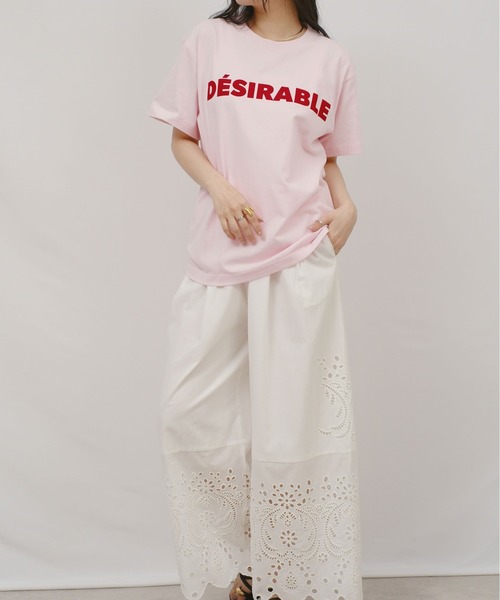 palm RICHE(ポームリシュ)の「DESIRABLE グラフィックロゴT(Tシャツ/カットソー・レディース・チャコールグレー/オフホワイト/ピンク・M)」の12枚目の写真