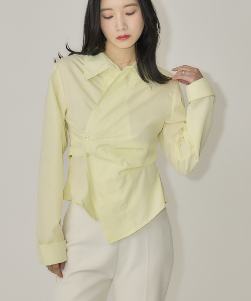 NEUNA（ヌナ）の「ウエストタッククロスシャツ（シャツ/ブラウス・レディース・ブルー/オフホワイト/イエロー・FREE）」の3枚目の写真