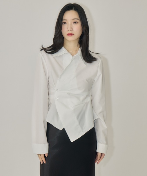 NEUNA（ヌナ）の「ウエストタッククロスシャツ（シャツ/ブラウス・レディース・ブルー/オフホワイト/イエロー・FREE）」の12枚目の写真