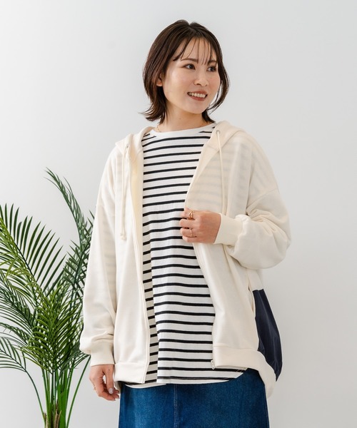 fort point(フォーポイント)の「【C-FORT POINT/フォートポイント】【ポリエステル×コットンのナチュラルな風合い】コクーンシルエット 裏毛フルジップ パーカー 裏面パイル状(パーカー・レディース・ライトグレー/ブラック/ブルー/アイボリー・MEDIUM)」の16枚目の写真