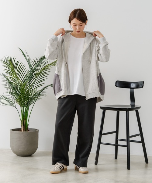 fort point(フォーポイント)の「【C-FORT POINT/フォートポイント】【ポリエステル×コットンのナチュラルな風合い】コクーンシルエット 裏毛フルジップ パーカー 裏面パイル状(パーカー・レディース・ライトグレー/ブラック/ブルー/アイボリー・MEDIUM)」の14枚目の写真