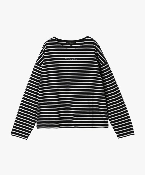 To b. by agnes b.(トゥービーバイアニエスベー)の「ボーダー ロゴ 刺繍 長袖 Tシャツ(Tシャツ/カットソー・レディース・ブラック系その他・38/40)」の2枚目の写真